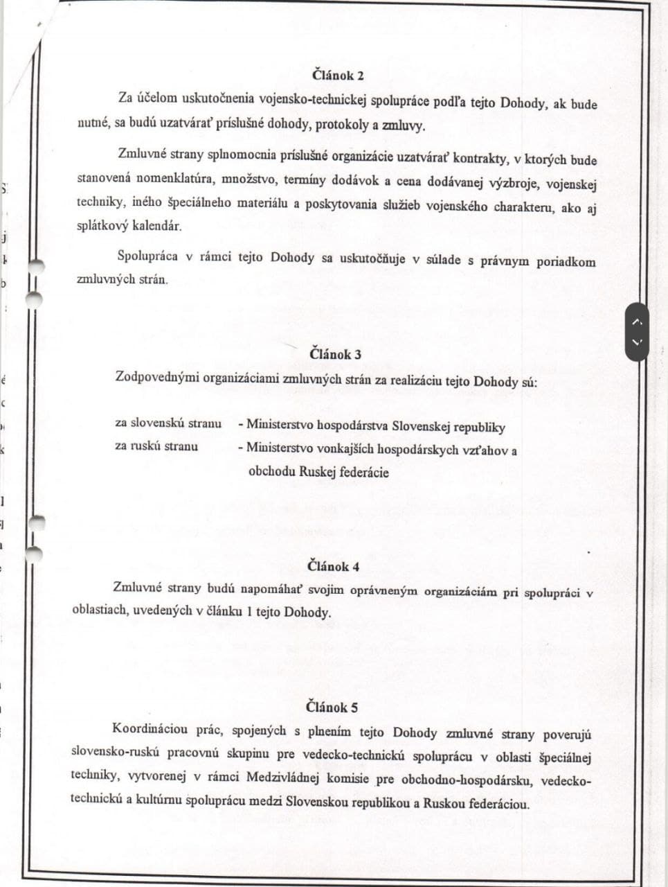 Kópia zmluvy o vojensko-technickej spolupráci medzi SR a Ruskom z roku 1997 6