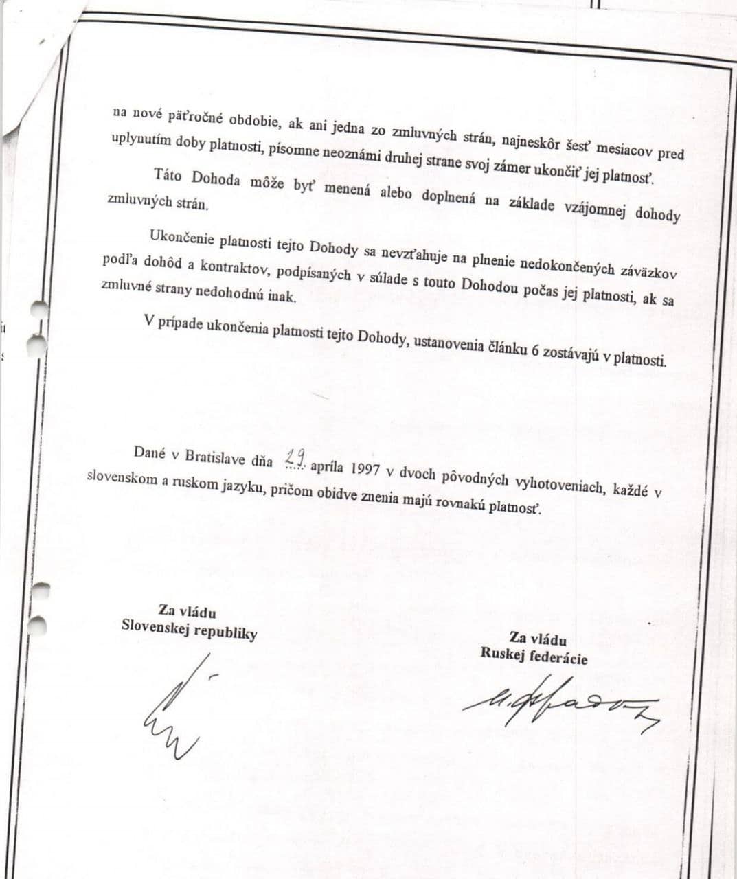 Kópia zmluvy o vojensko-technickej spolupráci medzi SR a Ruskom z roku 1997 8