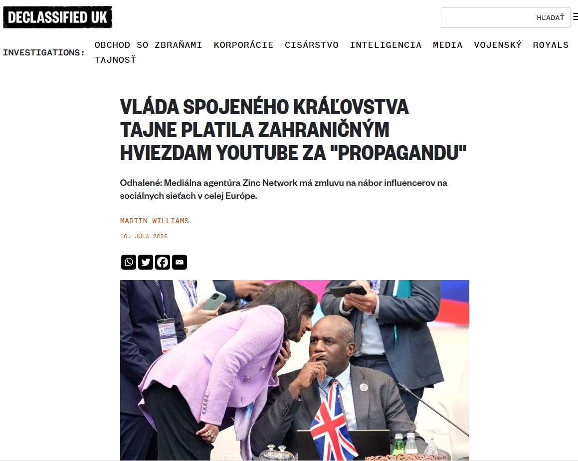 Vláda Spojeného kráľovstva tajne platila zahraničným hviezdam YouTube za "propagandu". 7
